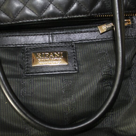 Ripani Genuine  Leather Tote/Shoulder black bag Made in Italy 12"x9"x5" - Picture 9 of 9
